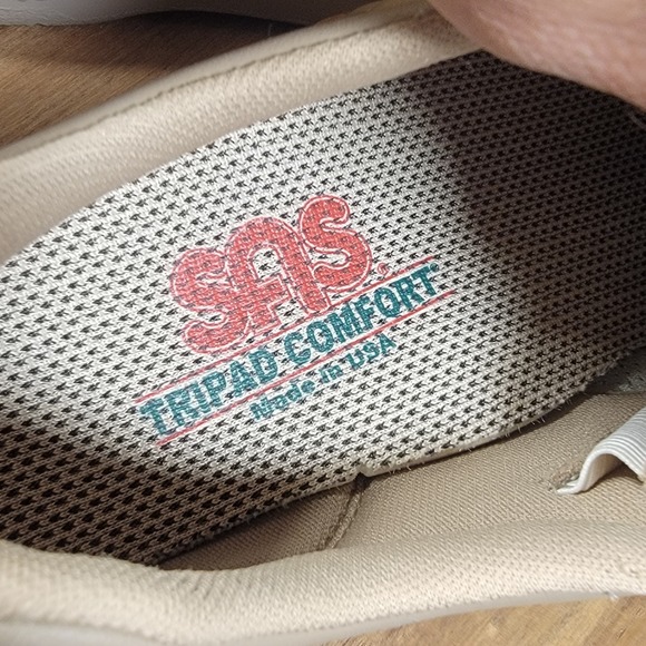 SAS Free Time Shoes Leather Comfort Walking Beige Lace Up Orthopedic Women's 5.5 - Picture 9 of 10